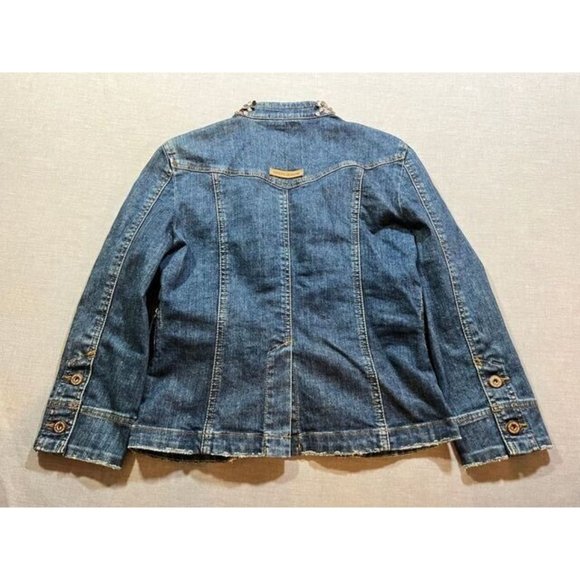 DKNY JEANS Jean Jacket Womens Small Blue Denim Pockets Button Long Sleeve Ladies - Picture 4 of 10